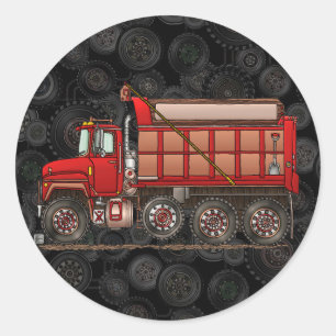Sticker Rond Camion de vidange de gravier mignon