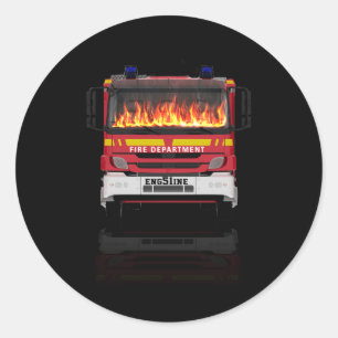 Sticker Rond Camion d'Halloween en Feu Faire semblant d'être un