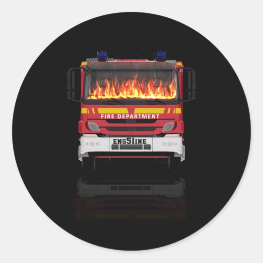 Sticker Rond Camion d'Halloween en Feu Faire semblant d'être un (Devant)