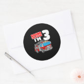 Sticker Rond Camion d'incendie 3 ans pompier 3e anniversaire (Enveloppe)
