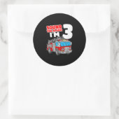 Sticker Rond Camion d'incendie 3 ans pompier 3e anniversaire (Sac)