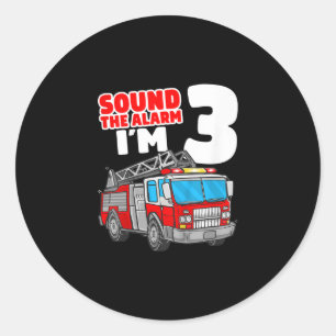 Sticker Rond Camion d'incendie 3 ans pompier 3e anniversaire