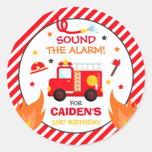 Sticker Rond Camion d'incendie Fête d'anniversaire Décorations 