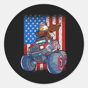 Sticker Rond Camion Eagle Monster 4 Juillet Boys American Flag