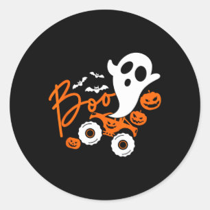 Sticker Rond Camion fantôme Monster Halloween citrouille