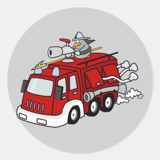 Sticker Rond Camion-feu Animé (Devant)