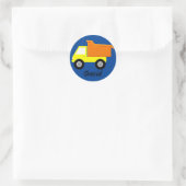 Sticker Rond Camion Jaune Sur Bleu (Sac)