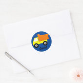 Sticker Rond Camion Jaune Sur Bleu (Enveloppe)