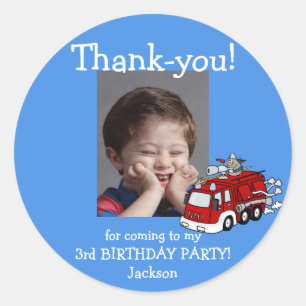 Sticker Rond Camion Merci photo Anniversaire, Garçon