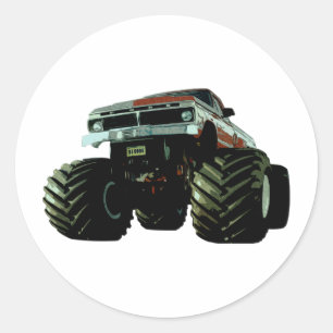 Sticker Rond Camion Monster bleu