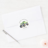 Sticker Rond Camion Monster Vert Personnalisé Cadeau Anniversai (Enveloppe)