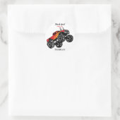 Sticker Rond Camion Monstre Nom Rouge Mignon Merci (Sac)