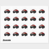 STICKER ROND CAMION MONSTRE ROUGE (Feuille)