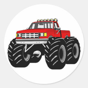 STICKER ROND CAMION MONSTRE ROUGE