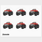 STICKER ROND CAMION MONSTRE ROUGE (Feuille)