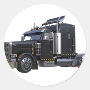 Sticker Rond Camion noir semi-traceur