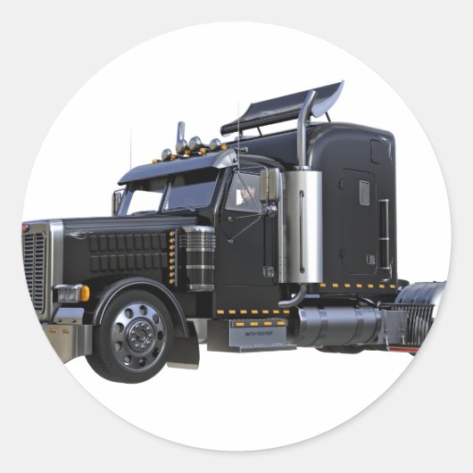 Sticker Rond Camion noir semi-traceur (Devant)