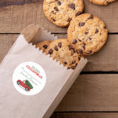 Sticker Rond Camion Rouge Arbre Rustique De Noël À Partir De La