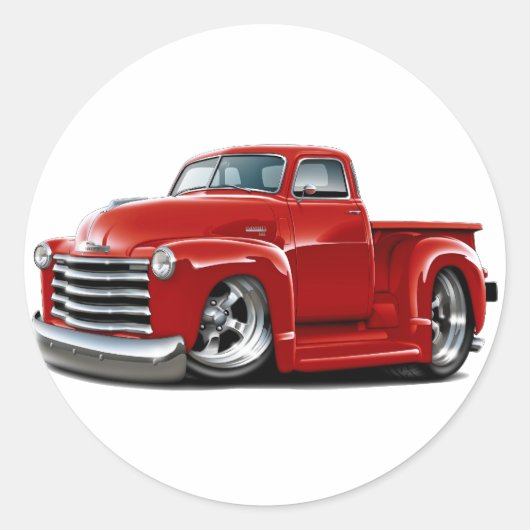 Sticker Rond Camion rouge Chevy 1950-52 (Devant)