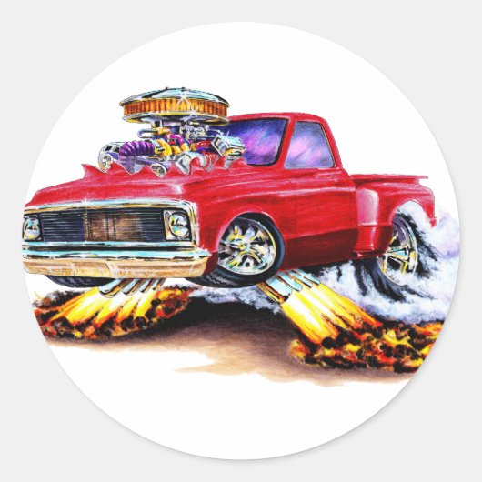 Sticker Rond Camion rouge Chevy C10 1970-72 (Devant)