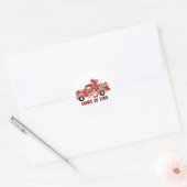 Sticker Rond Camion Rouge Gnome Charges d'Amour Saint Valentin (Enveloppe)