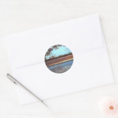 Sticker Rond Camion rouillé bleu et turquoise gros plan (Enveloppe)