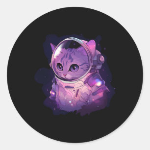 Sticker Rond Camion spatial Camion Galaxy Kitten Astronaut Espa