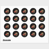 Sticker Rond Camion vintage avec Mariage Red Poppies (Feuille)