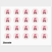 Sticker Rond Camionnette rose mignonne pour la Saint-Valentin " (Feuille)