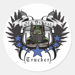 Sticker Rond Camionneur de la vieille école