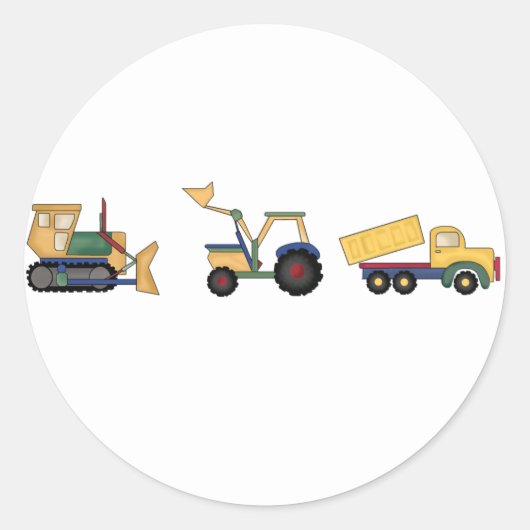 Sticker Rond Camions de construction (Devant)