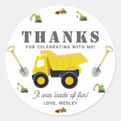 Sticker Rond Camions de construction Anniversaire (Devant)