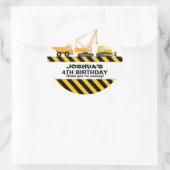 Sticker Rond Camions de construction Anniversaire Fête Favorise (Sac)