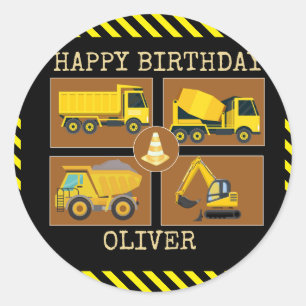 Sticker Rond Camions de construction CARRÉ ANNIVERSAIRE DE EN