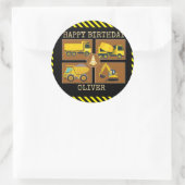 Sticker Rond Camions de construction | CARRÉ ANNIVERSAIRE DE EN (Sac)