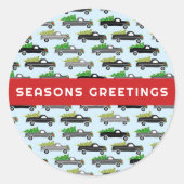 Sticker Rond Camions de Noël Cute CUSTOM Vacances saisonnières (Devant)