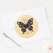 Sticker Rond Camiseta mariposa con flores multicolor (Enveloppe)