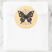 Sticker Rond Camiseta mariposa con flores multicolor (Sac)