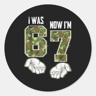 Sticker Rond Camo 7 ans Anniversaire J'avais 6 ans Maintenant j