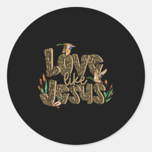 Sticker Rond Camo Amour comme Jésus Chasse au canard Verset bib