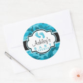 Sticker Rond Camo Bleu, Baby shower Camouflage (Enveloppe)