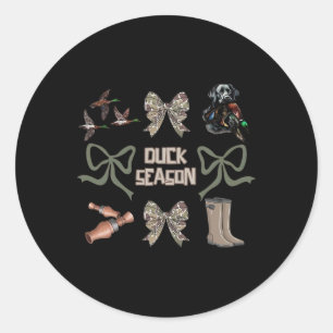 Sticker Rond Camo Coquette Bow Duck Saison Chasse-Canard Femmes