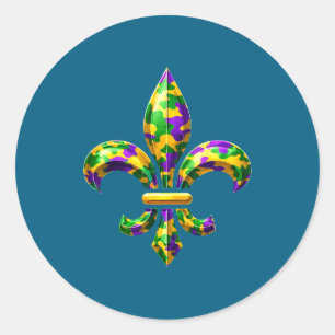 Sticker Rond Camo fleur de lis mardi gras louisiane la nouvelle