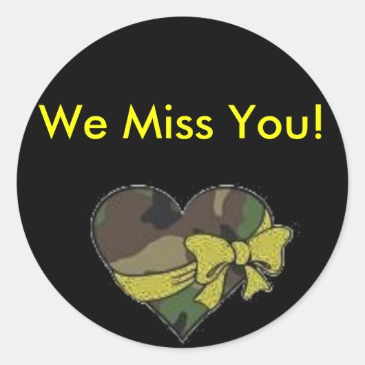 Sticker Rond Camo heart, We Miss You ! (Devant)