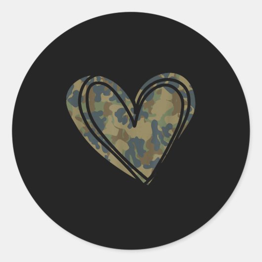 Sticker Rond Camo Print Heart Valentines Day  (Devant)