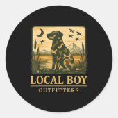Sticker Rond Camo Southern Local Boy Duck Hunting Black Lab Out (Devant)