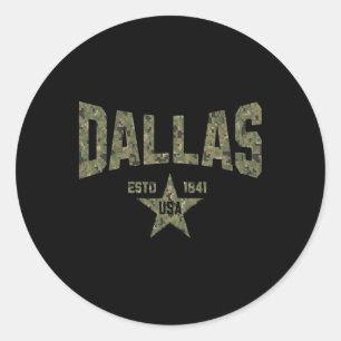 Sticker Rond Camo Souvenir Usa Étoile Dallas Texas