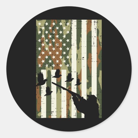 Sticker Rond Camo Us Drapeau Chasse Pheasant Chasse Haut Terrai (Devant)
