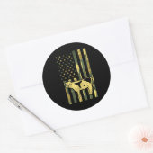 Sticker Rond Camo US Drapeau Vache Militaire Ferme Animal Patri (Enveloppe)