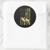 Sticker Rond Camo US Drapeau Vache Militaire Ferme Animal Patri (Sac)
